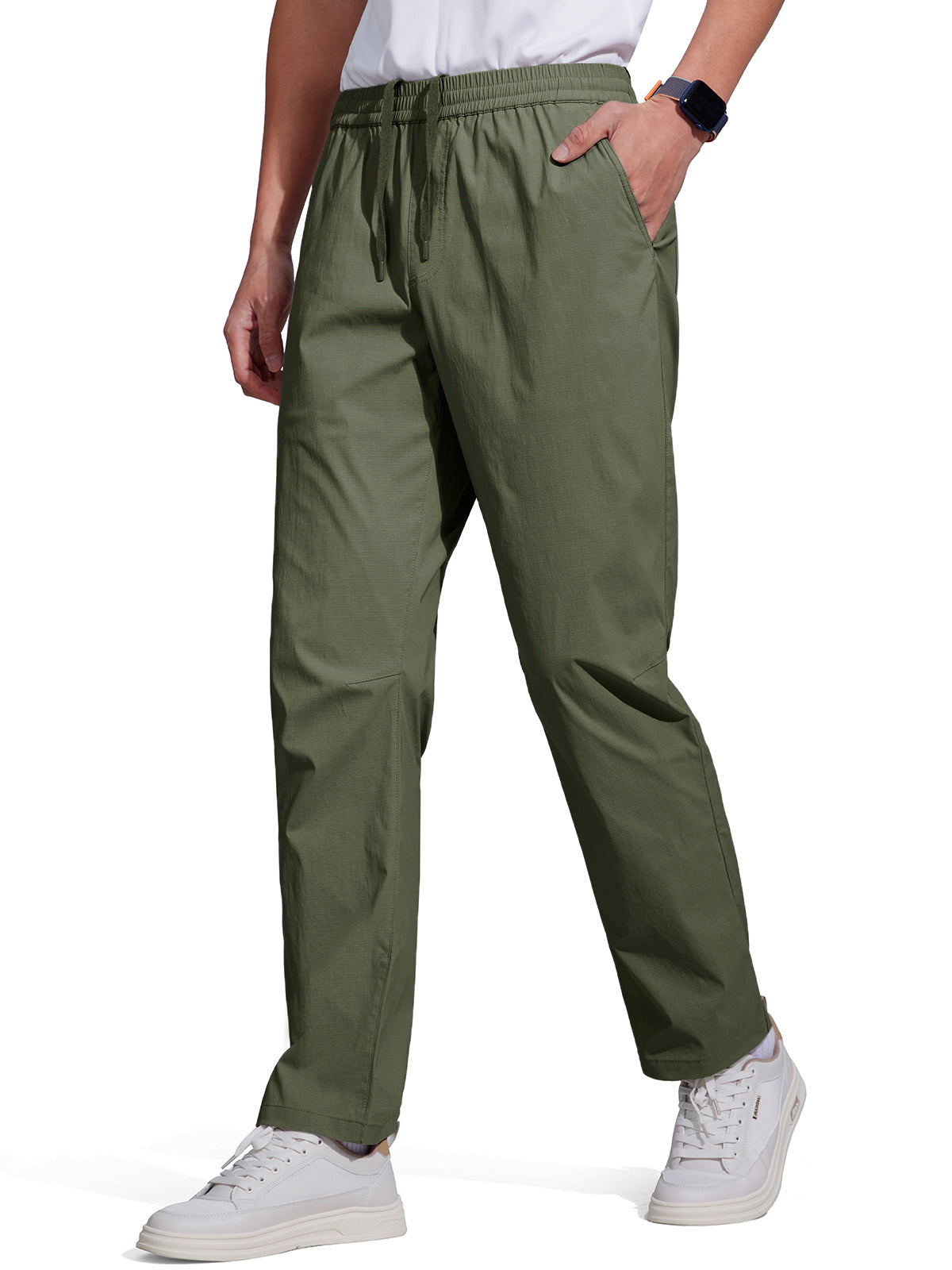 FREE SOLDIER Men's Elastic Waist Lightweight Water Resistant Quick-Dry Hiking Outdoor Sweatpants Pants