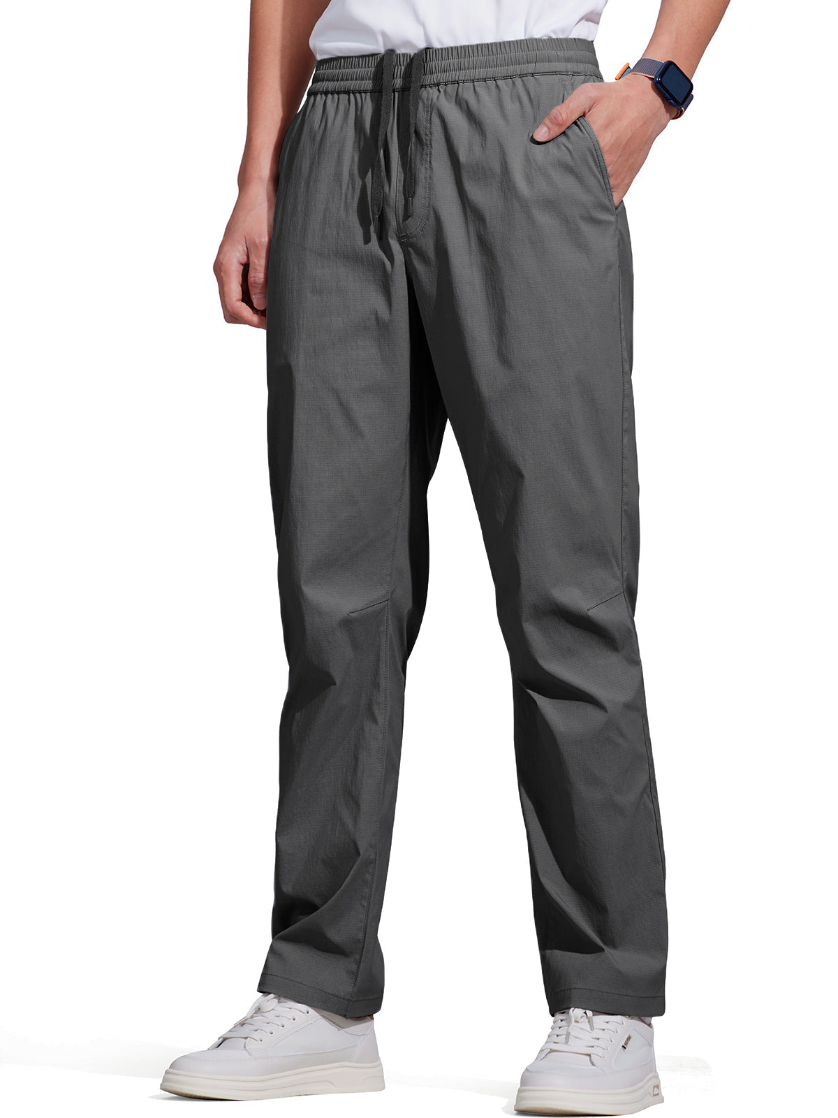 FREE SOLDIER Men's Elastic Waist Lightweight Water Resistant Quick-Dry Hiking Outdoor Sweatpants Pants