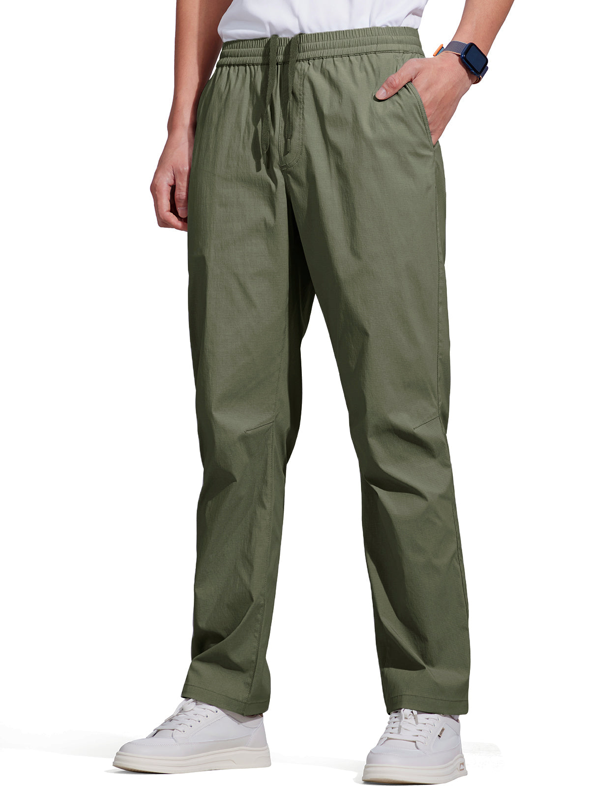 FREE SOLDIER Men's Elastic Waist Lightweight Water Resistant Quick-Dry Hiking Outdoor Sweatpants Pants