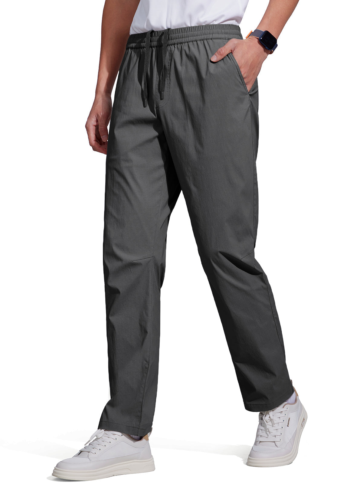 FREE SOLDIER Men's Elastic Waist Lightweight Water Resistant Quick-Dry Hiking Outdoor Sweatpants Pants