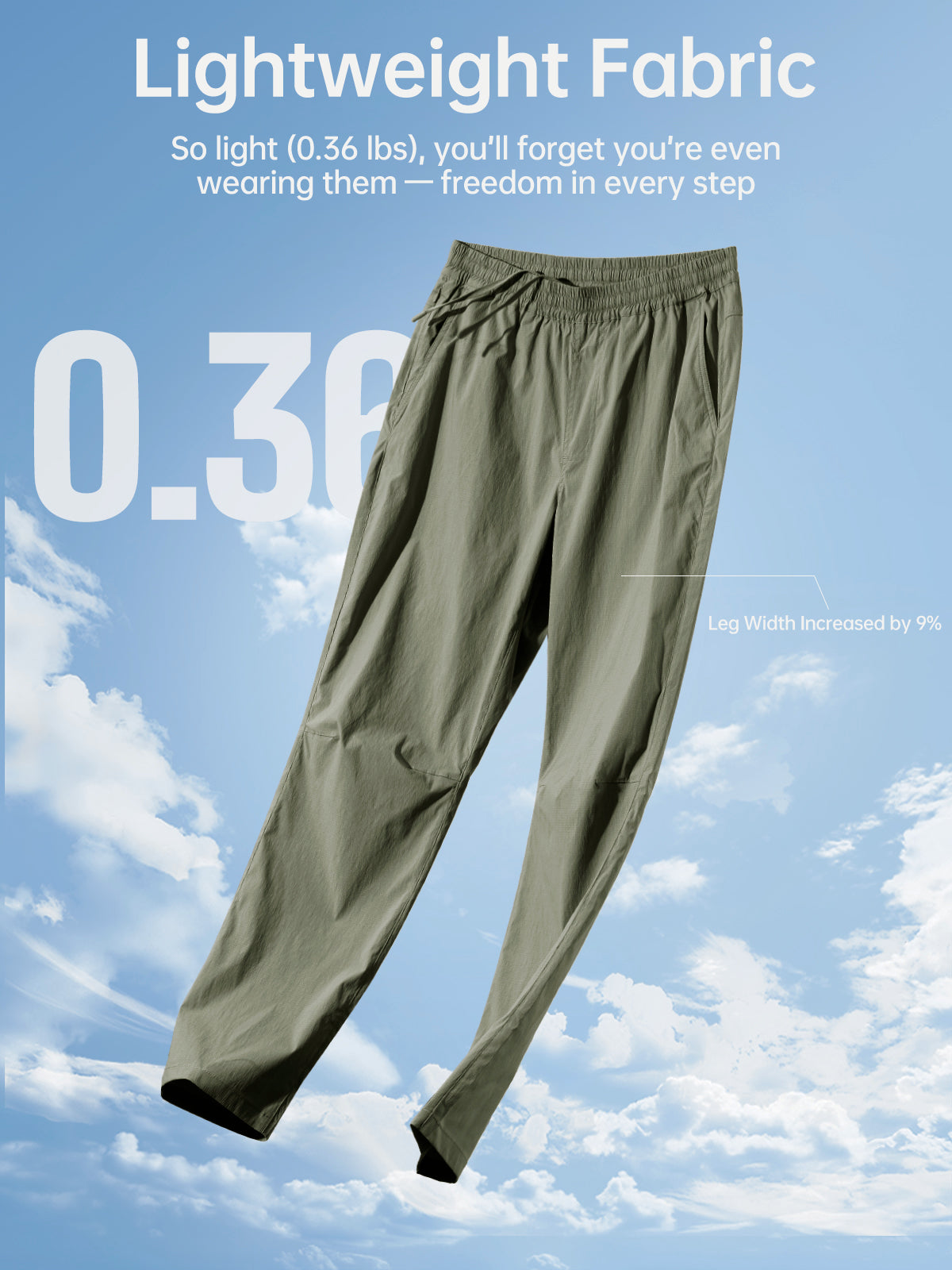 FREE SOLDIER Men's Elastic Waist Lightweight Water Resistant Quick-Dry Hiking Outdoor Sweatpants Pants