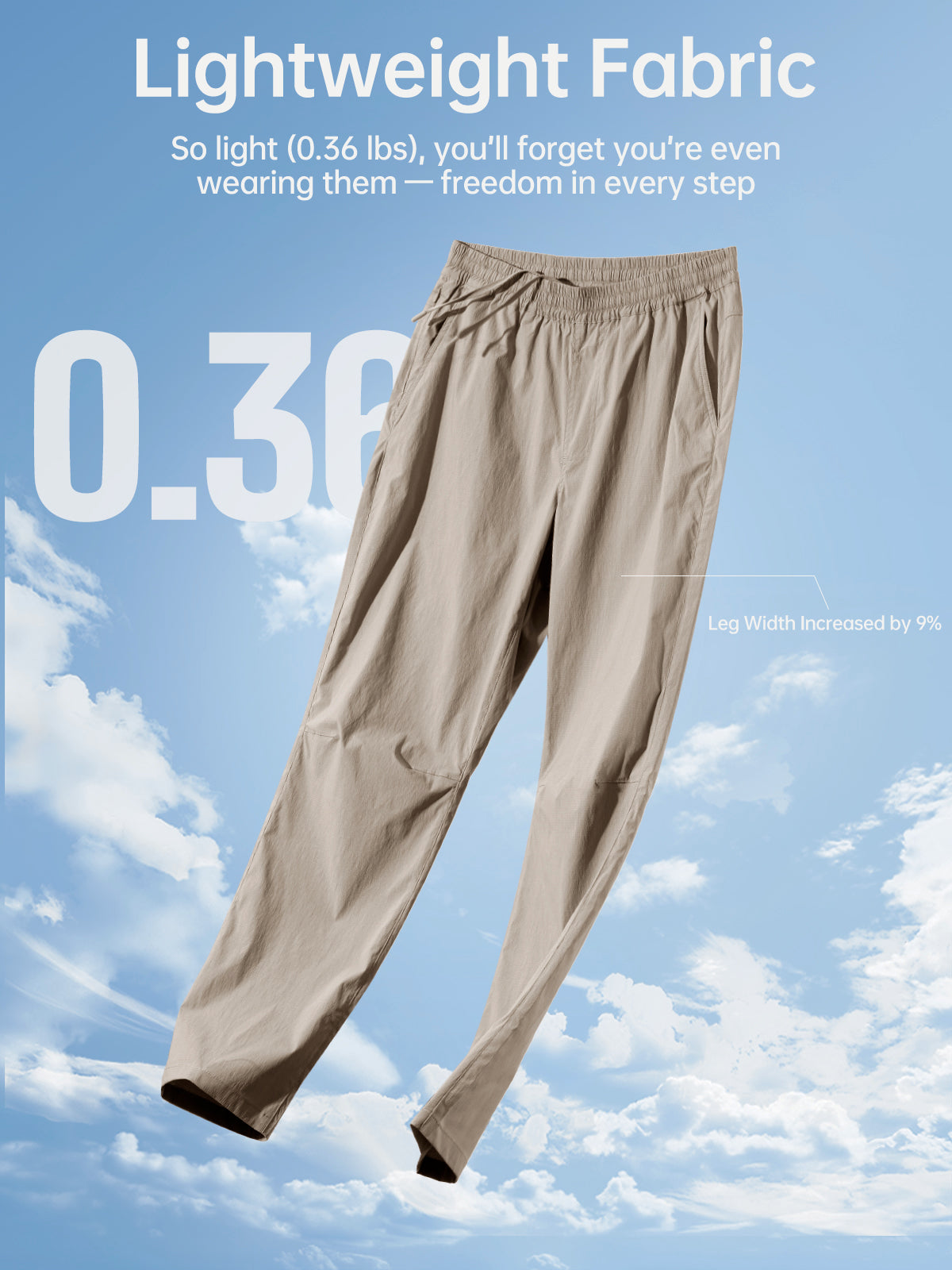 FREE SOLDIER Men's Elastic Waist Lightweight Water Resistant Quick-Dry Hiking Outdoor Sweatpants Pants
