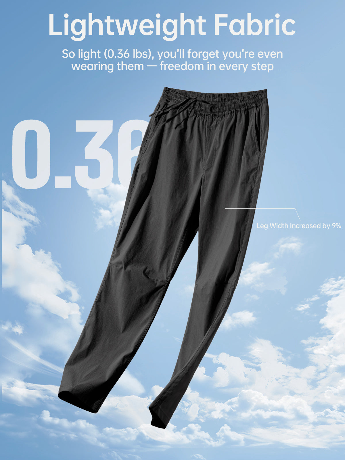 FREE SOLDIER Men's Elastic Waist Lightweight Water Resistant Quick-Dry Hiking Outdoor Sweatpants Pants