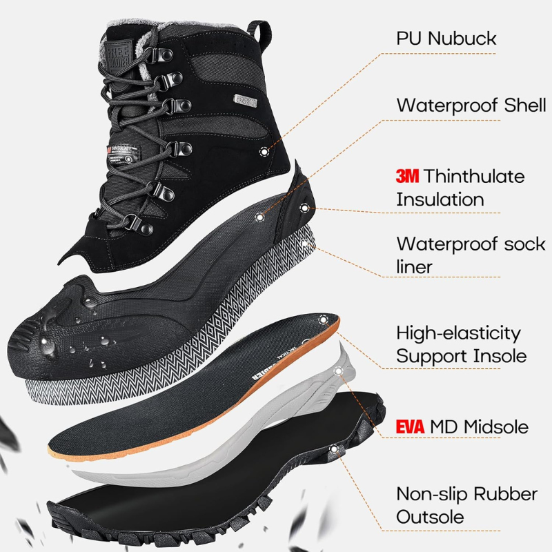 Snowwolf Men's Waterproof Snow Hiking Boots