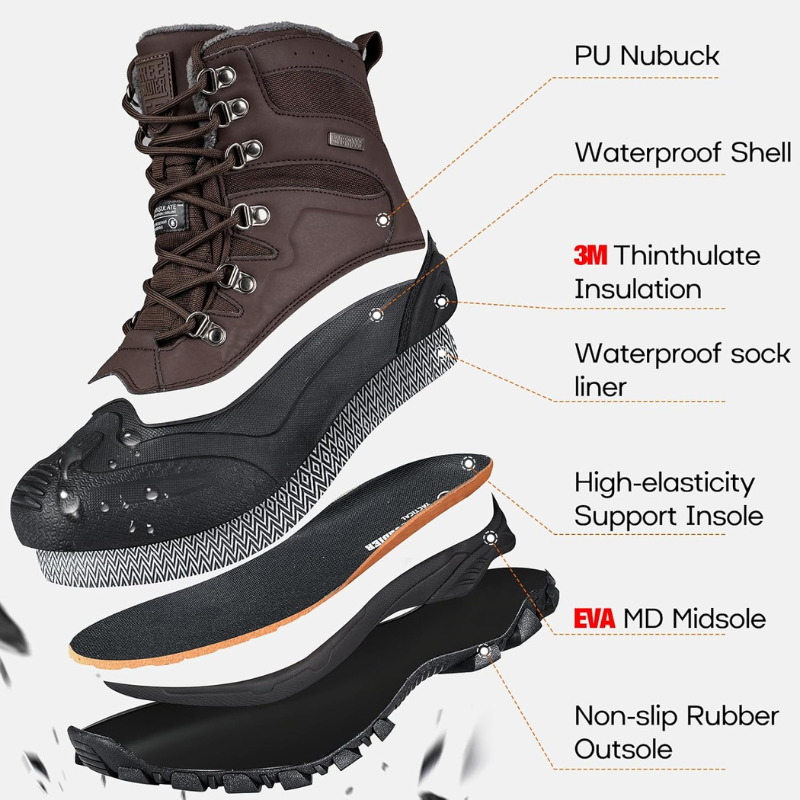 Snowwolf Men's Waterproof Snow Hiking Boots