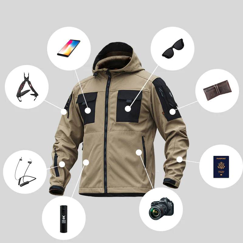 BEETLE 5-in-1 Muti-Pocket Warm Softshell Waterproof Tactical Jacket