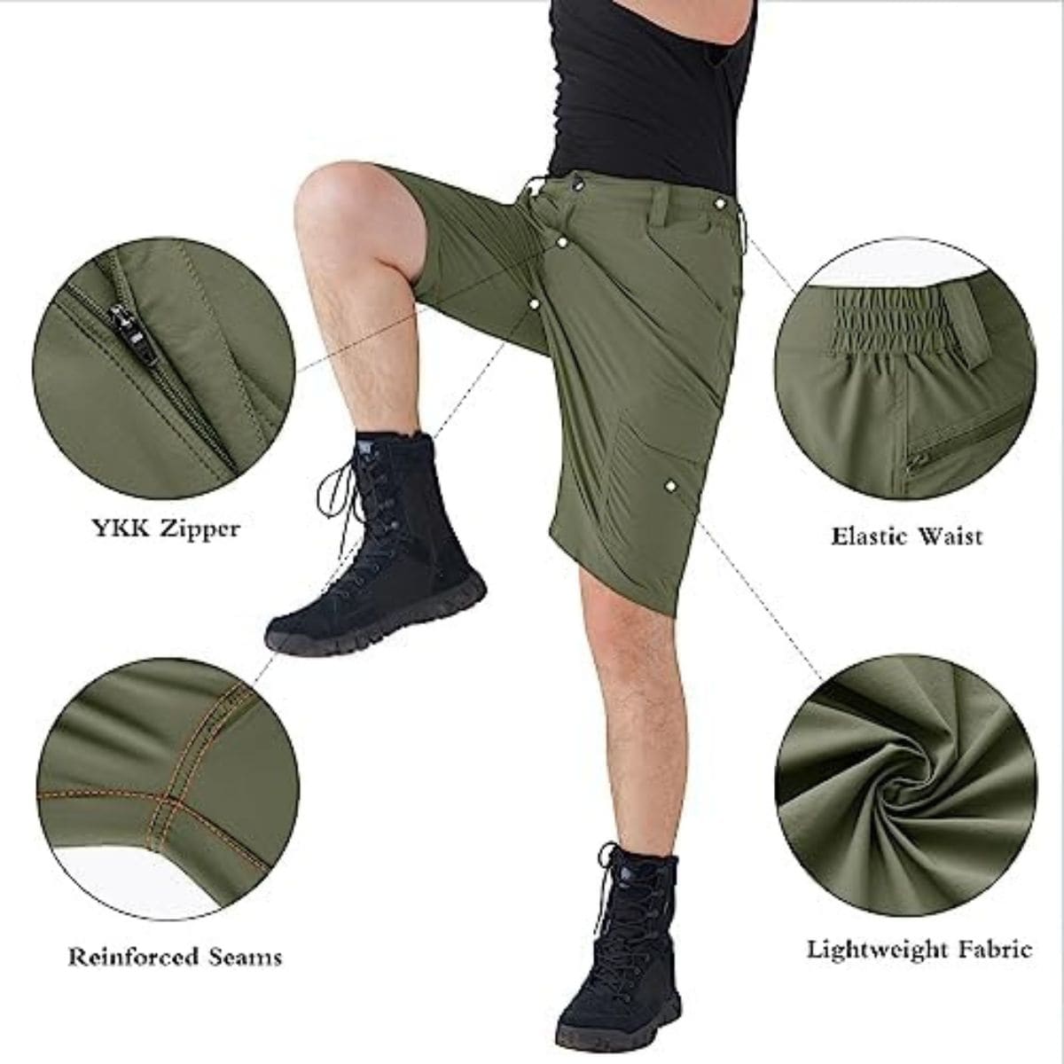 FREEKITE Men's Quick Dry Ripstop Tactical Work Shorts w/ Pockets