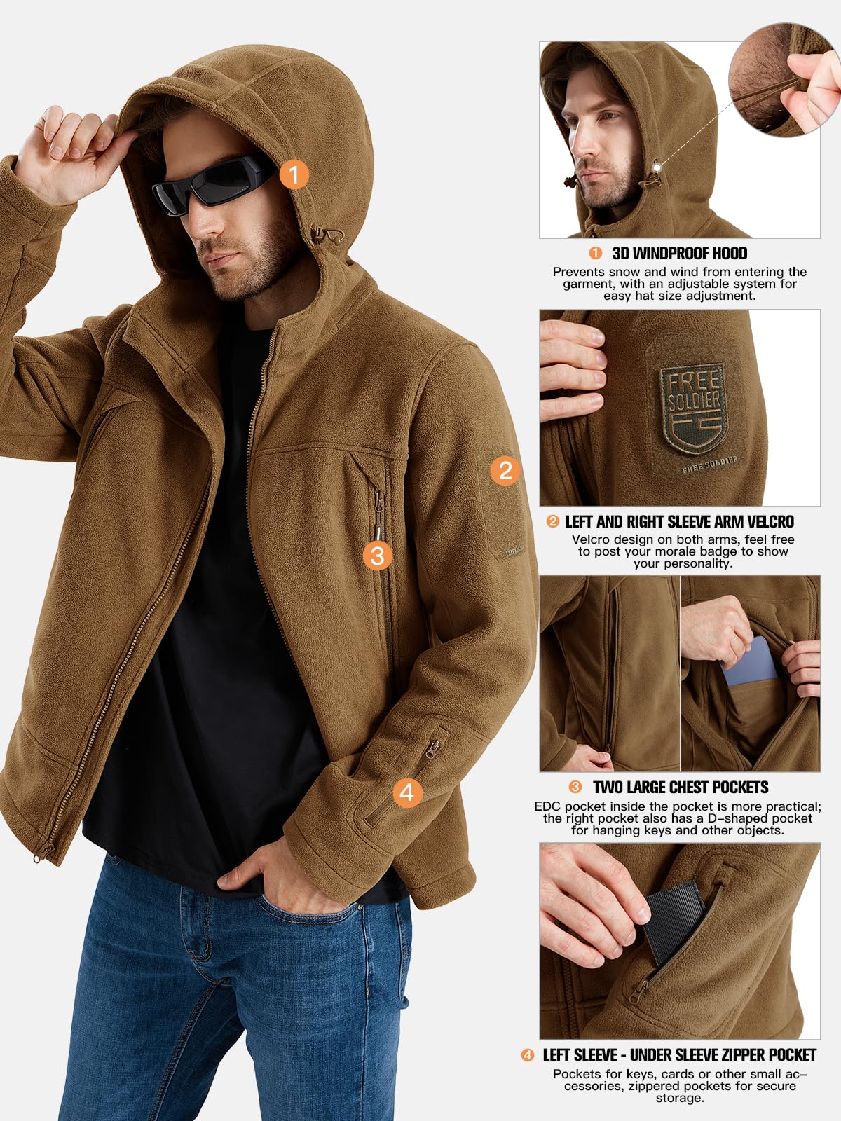 ARES Men's Tactical Fleece Zip-up Hoodie