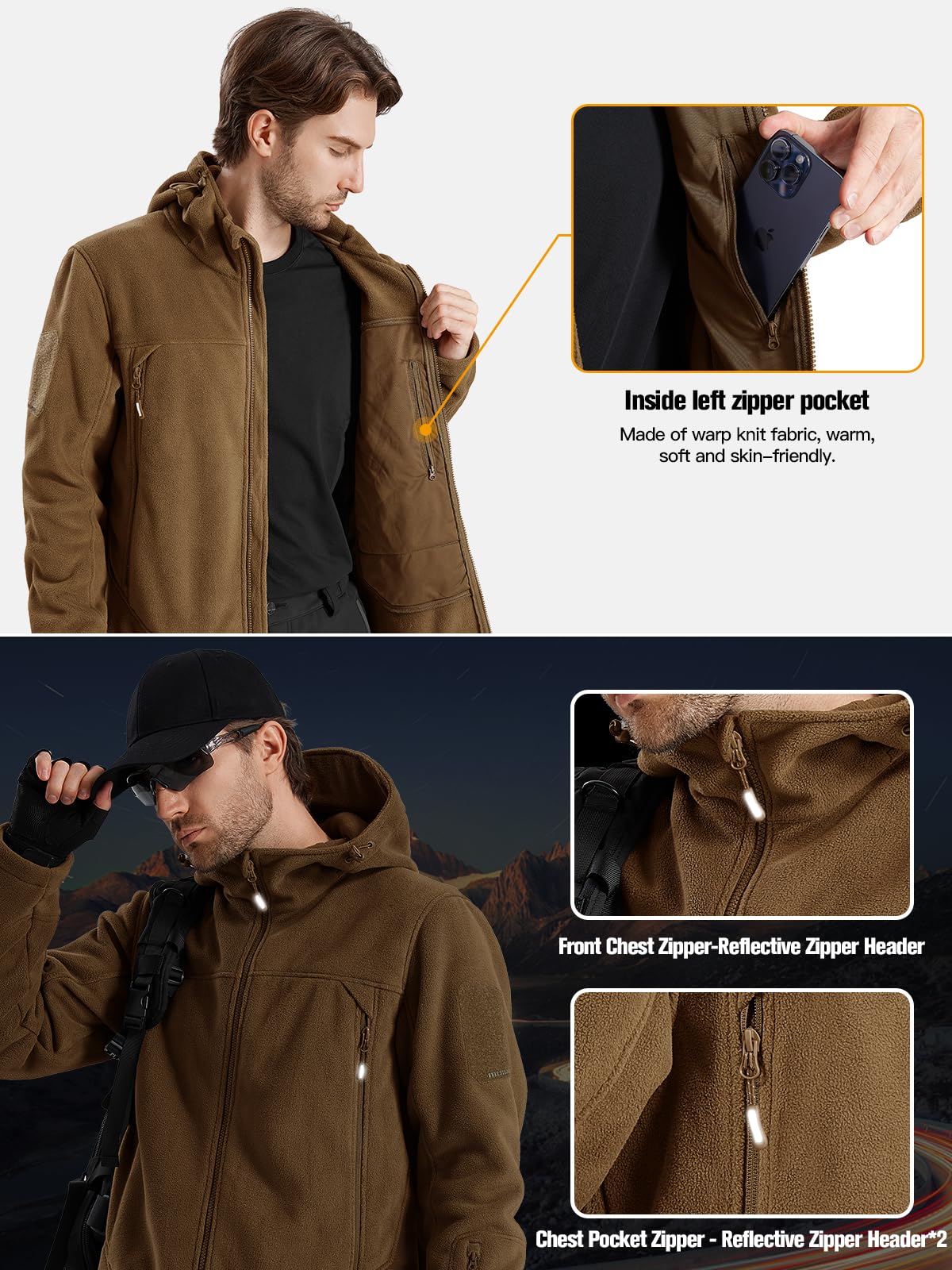 ARES Men's Tactical Fleece Zip-up Hoodie