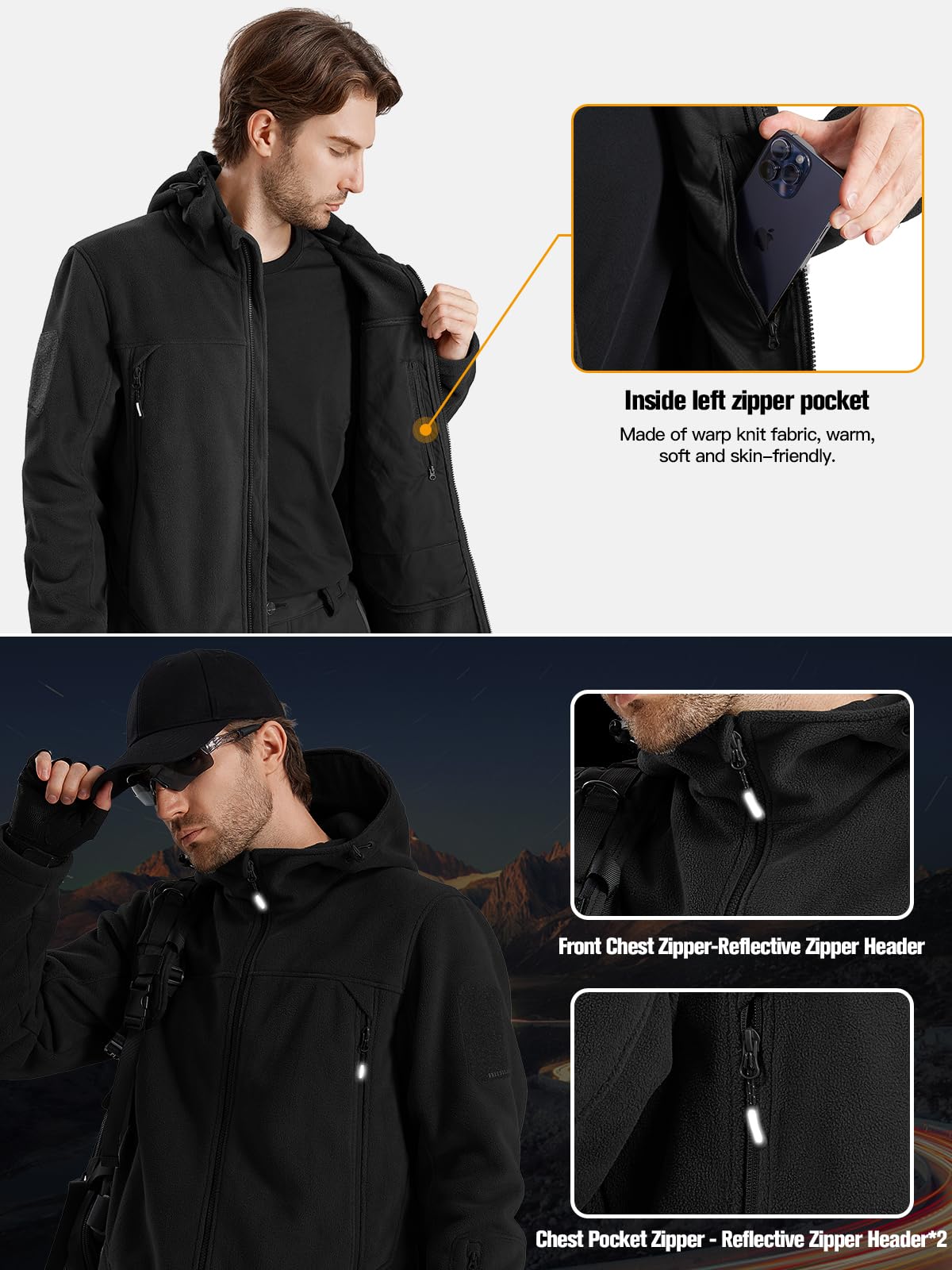 ARES Men's Tactical Fleece Zip-up Hoodie